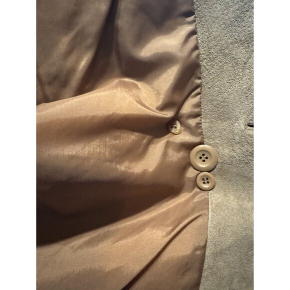 Vintage Womens Double-Breasted Genuine Leather Blazer Jacket Size XL Tan Made In - Picture 8 of 14